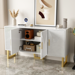 Sideboard, 150cm Modern Luxurious 4-Door with Adjustable Shelves, White High-Gloss