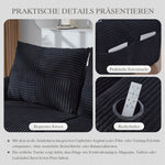 Modular 2-Seater Sofa with Ottomans, Cup Holders and Storage Pockets, Black Corduroy