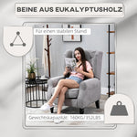 Single armchair, wing chair accent chair with tufting wooden feet, polyester grey