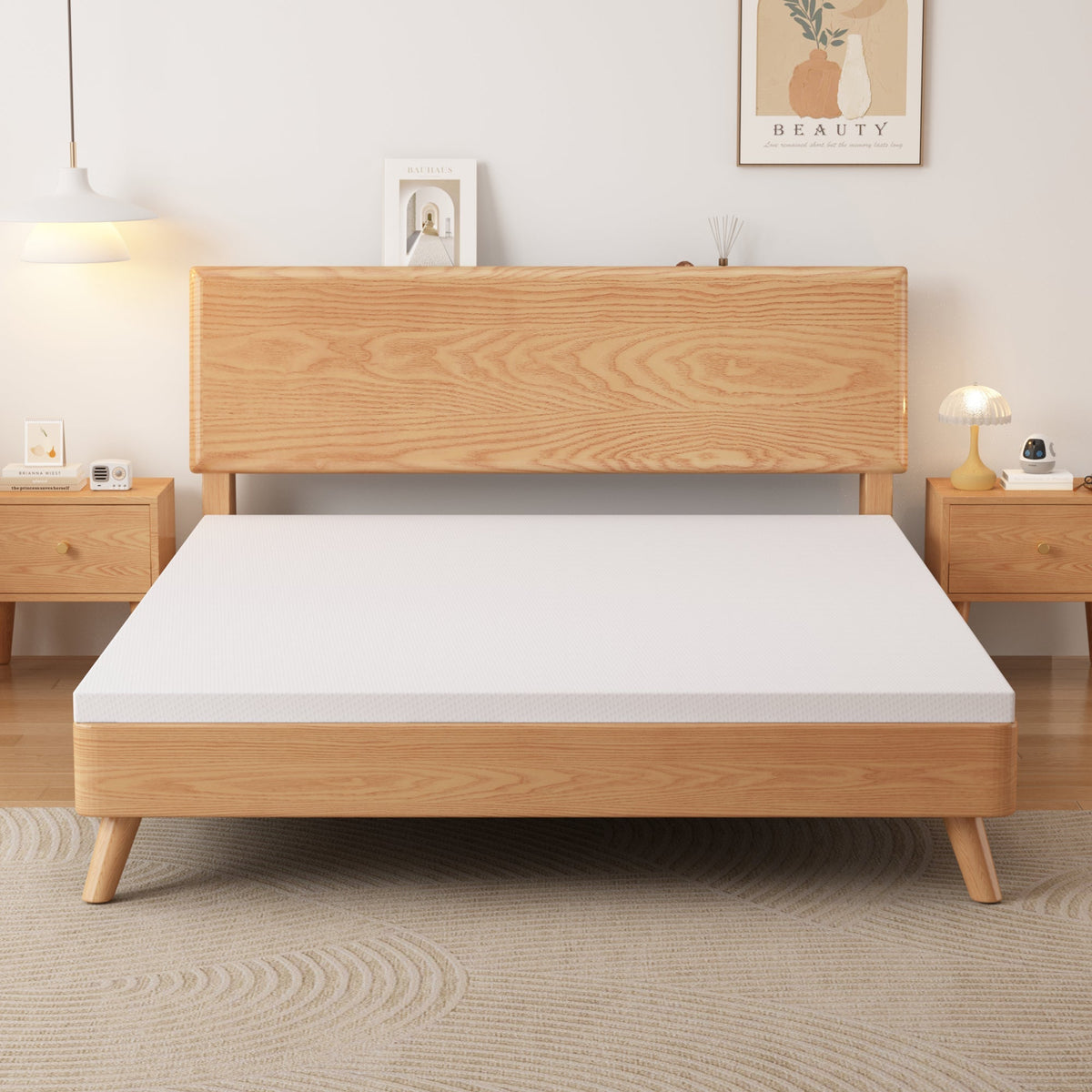 Comfortable Mattress H3 Medium Strength Washable 180x200cm, White/Orange Foam