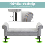 Upholstered Bench, Lounge & Hallway Seating, Linen Fabric, Light Grey
