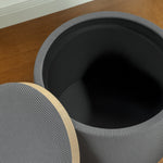 Storage Stool, Round Footstool Upholstered Coffee Table, Corduroy Grey