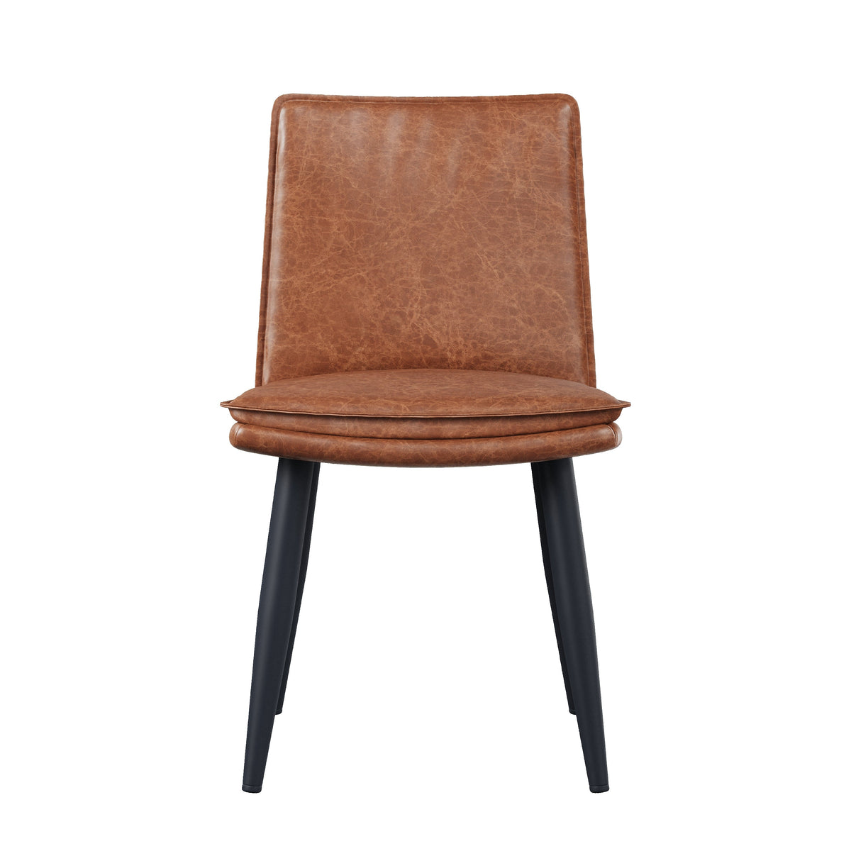6 Dining Chairs, Double-Layered Cushions, Comfortable & Soft PU, Brown