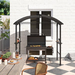 Grill Pavilion, Double Roof Windproof Shelves UV Protection, Dark Grey Steel