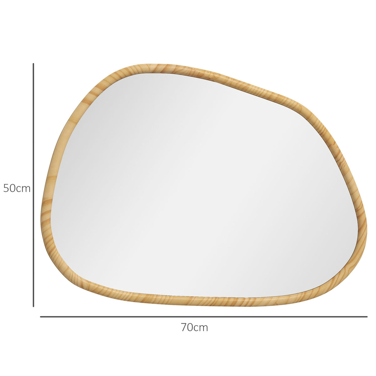Asymmetrical Wall Mirror 70x50cm Antioxidant Wooden Frame, Natural