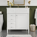Bathroom Vanity Unit with Sink and 2 Storage Drawers, White