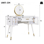 LED Dressing Table with Mirror, 1 Drawer & 2 Doors, White