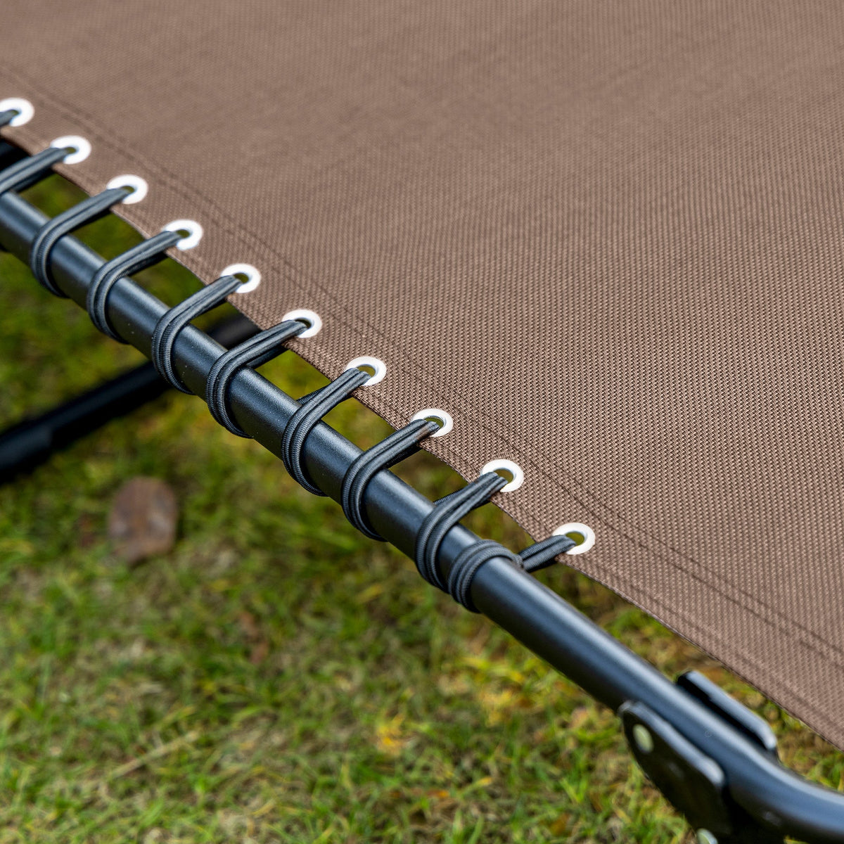 Folding Sun Lounger with Headrest & 5-Position Adjustable Backrest, Brown