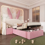 Upholstered Bed 140x200cm with Slatted Frame & Headboard, Dark Green Velvet