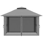 Folding Pavilion 4x4m Pop-Up Double Roof UV Protection Mesh Walls Dark Grey