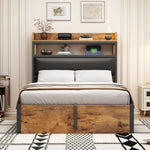Bed Frame, 90 x 200, Hydraulic Lift, USB, Upholstered Headboard, Black