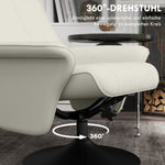 Reclining Armchair with Footstool, Swivel Lounge TV Chair, 150kg Capacity, Microfiber Fabric, Cream White