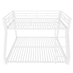 Bunk Bed 90x200 & 140x200 cm with Guardrail & Steps, White Metal