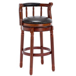 Bar Stools 360° Swivel with Backs Bar Counter Height - Cow Top Leather Wooden