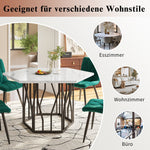 Dining Table and Chair Set 5-Piece Modern Hexagonal Marble Table 4 Green Velvet Chairs