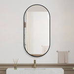 Capsule Wall Mirror 60x120 cm Modern Vanity, Black Aluminum Frame