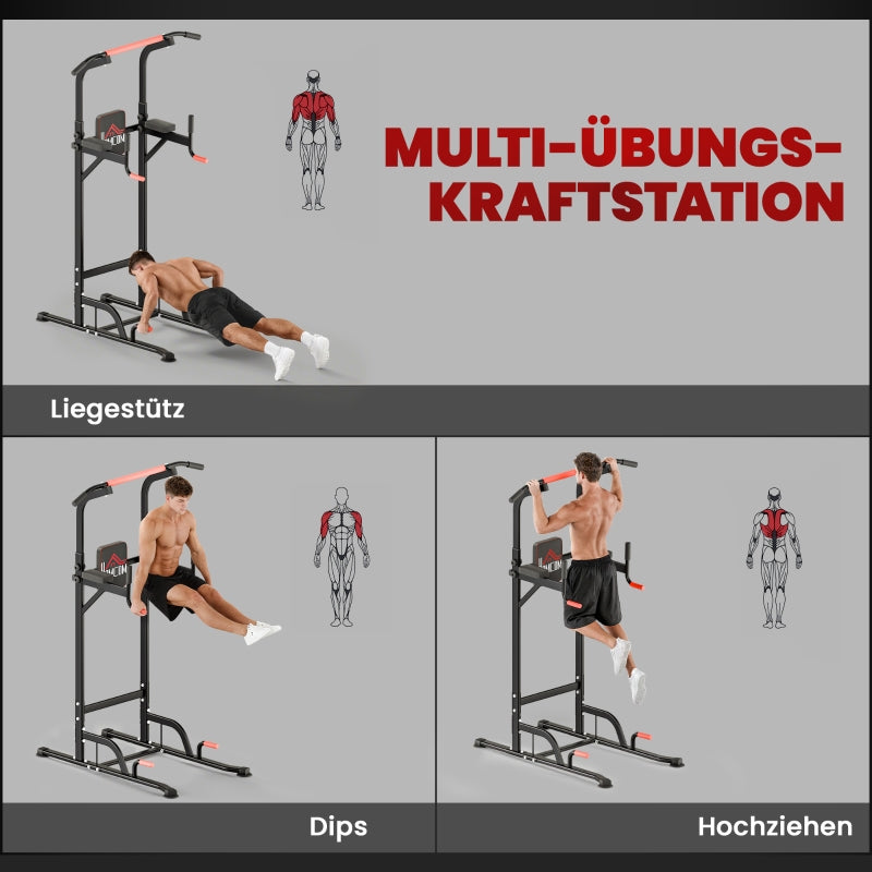 Power Tower Height Adjustable Dip Station Pull-Up Bar Padded