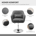 Work Stool Swivel Office Chair Height Adjustable, Linen-like Polyester Dark Grey