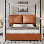 Dual-Purpose Bed 140x200 Leather Cushions Metal Cuff, Luxury Leather