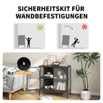 Metal Sideboard Cabinet, 2 Glass Doors Adjustable Shelves H80xW80xD35cm, Iron-Containing