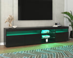 TV Cabinet, Modern with Bright Panel & LED Lighting, 180cm Black