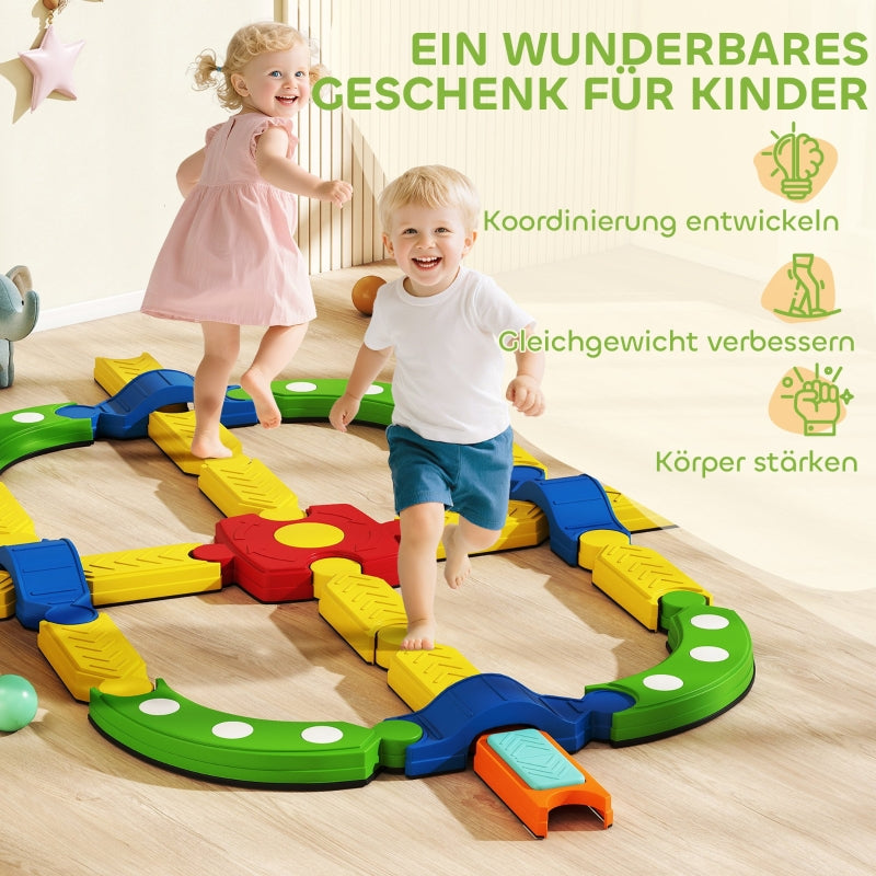 Children's Balance Beam with Interactive Non-Slip Frame, Colorful Plastic