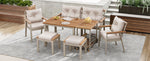 Garden Dining Table and Chair Set, 6-7 Seater with Armchairs and Removable Trolley, Acacia Wood