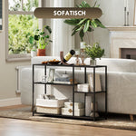 Console Table, 4 Shelves, Steel Frame, Black