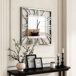 Wall Clock Large Square Glass