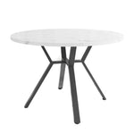 Dining Table Set 5-Piece Round Marble 4 Chairs Black Metal Legs Green Suede
