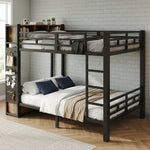 Bunk Bed 120x200 cm with Multifunctional Storage System, Black Metal