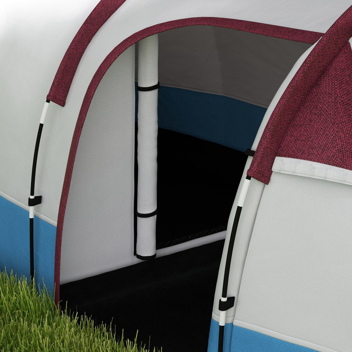 Camping Tent, 3 Person Tunnel, Light Hook & 2 Rooms, Red