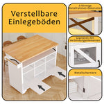 Multifunctional Kitchen Trolley App LED Folding Table 3 Drawers