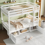 Bunk Bed Children's Shoe Racks Lockers Divisible 2 Single Beds, White 90x200cm