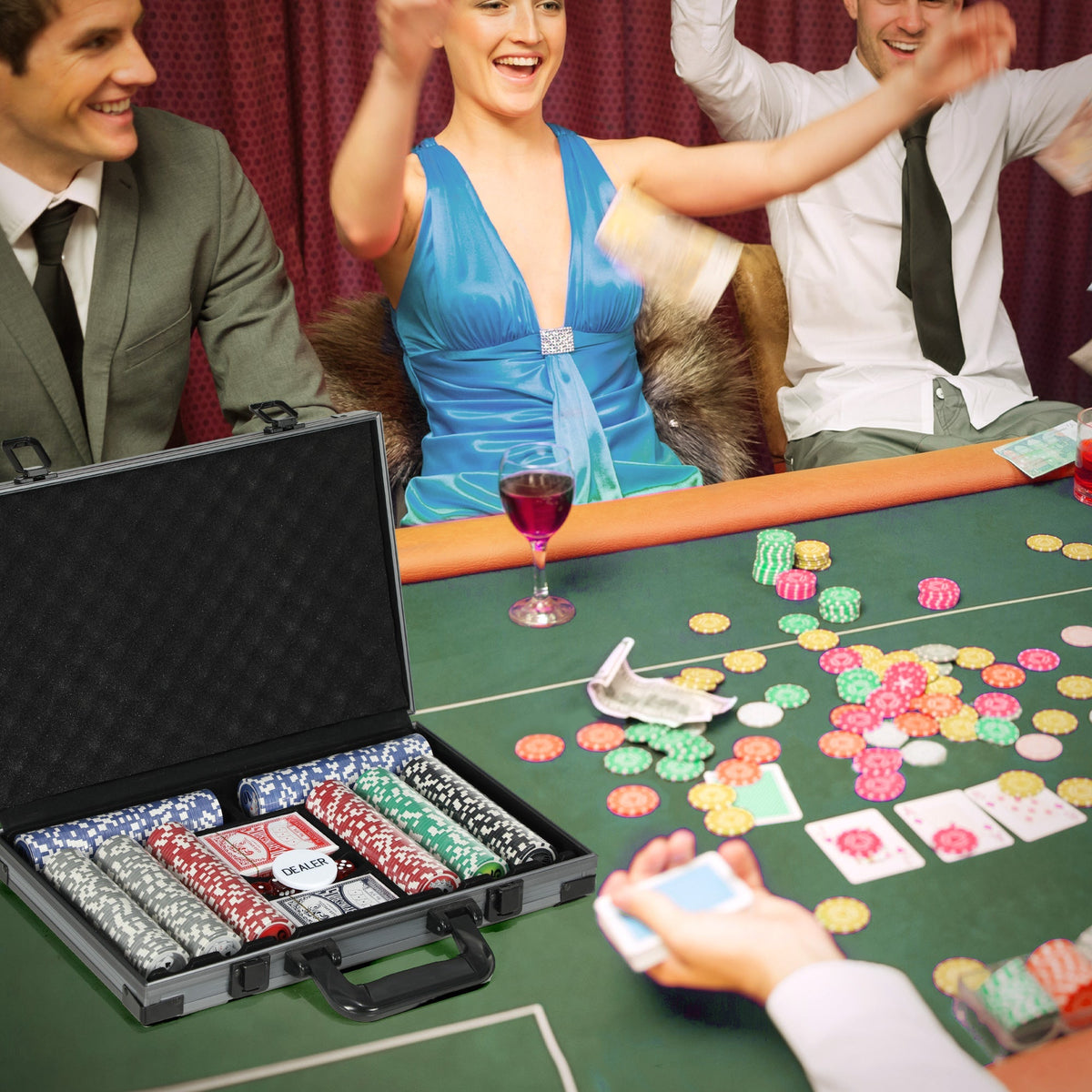 SPORTNOW Poker Case, Complete Set with 400 Chips and Accessories, aluminum