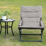 Folding Chair Lounger Removable Cushion Flexible Garden/Camping Steel Grey
