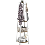 Coat Rack, 8 Hooks, 4 Tiers, Steel, White