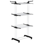 Clothes Drying Rack, Tower-Style 4 Levels Extendable with Wheels, Black