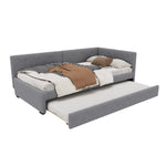 Daybed with Rollaway Bed, 90x200cm Single Sofa Bed and Lattenrost, Grey Velvet