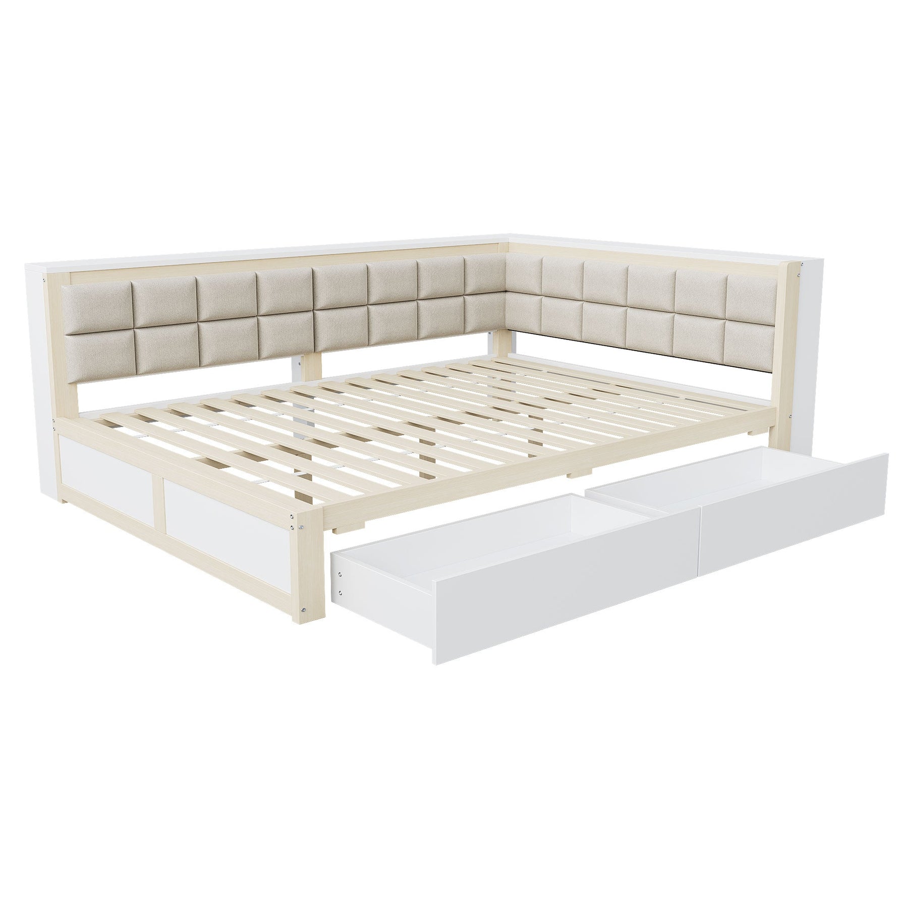 Sofa Wooden Bed, 140x200 Multifunctional with Storage Drawer, Pine Wood