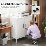 Lockable Steel Cabinet 2 Doors Adjustable Shelves - White