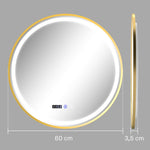Bathroom Mirror with LED, Anti-Fog, Touch Control, Round