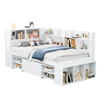 Children's Bed 90x200cm with Drawers & Bookshelf, White