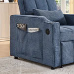 3-in-1 Sofa Bed with Slide-to-Transform Design and USB Charging, Navy Blue