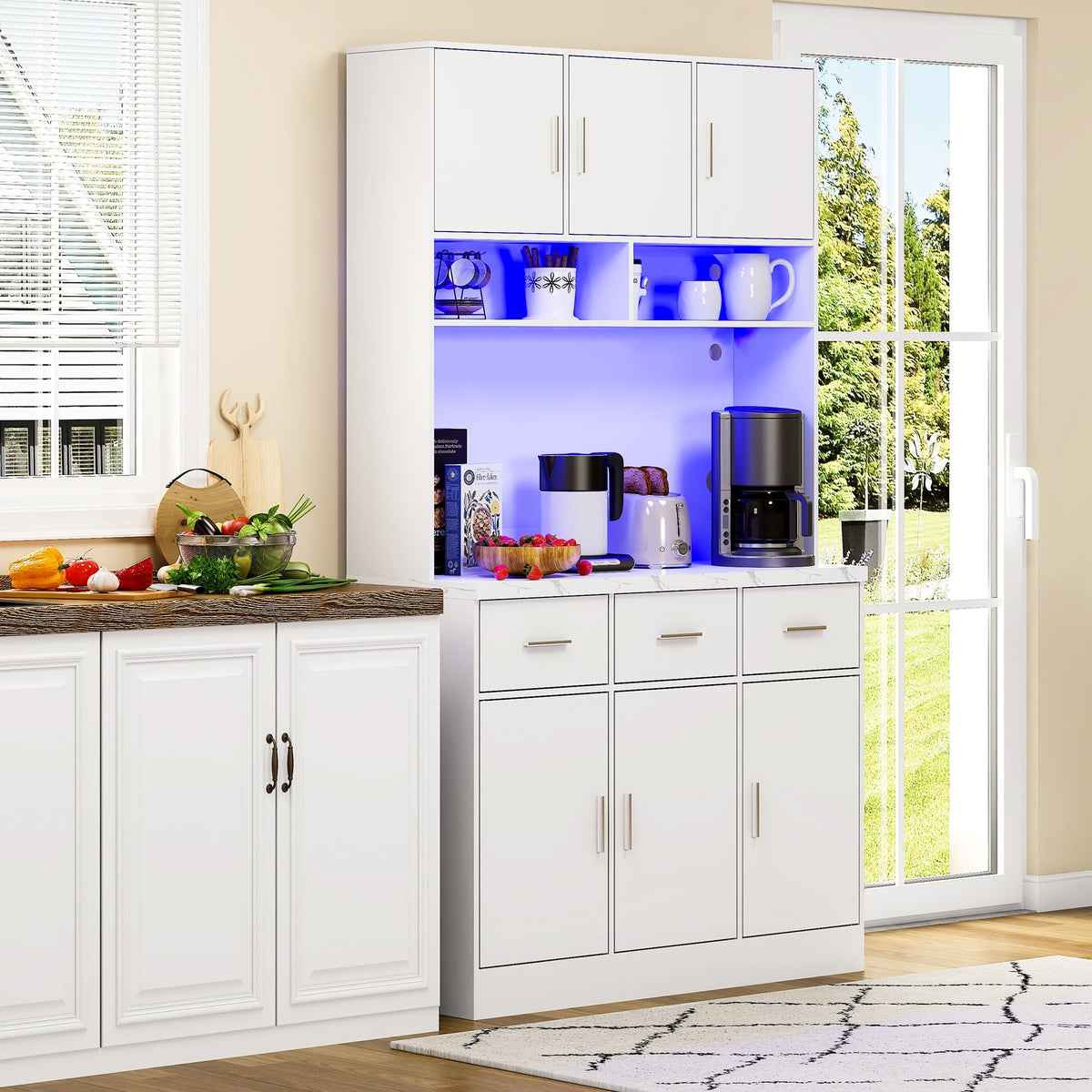 Multifunctional Buffet 100x40x180cm LED App Control Drawers Shelves Power Outlets