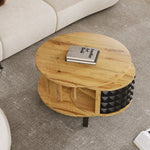 Coffee Table Rotating Side Table with Hidden Storage