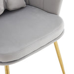 Velvet Chairs, Set of 6 Modern Upholstered with Petal Backs & Butterfly Cushions, Gold-Plated Metal Legs