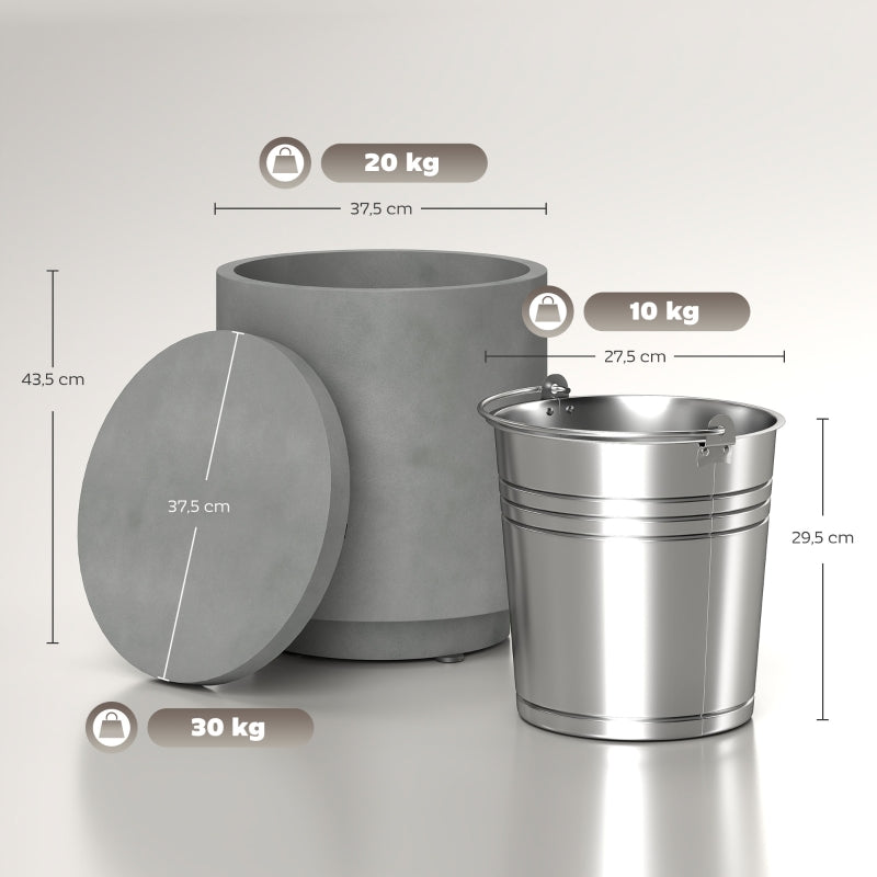 Cool Bar Side Table, 10 L Drinks Cooler, Light Gray