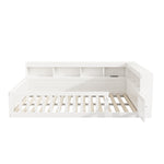 Daybed with Storage and USB Charging Port, 140x200cm, White Chipboard