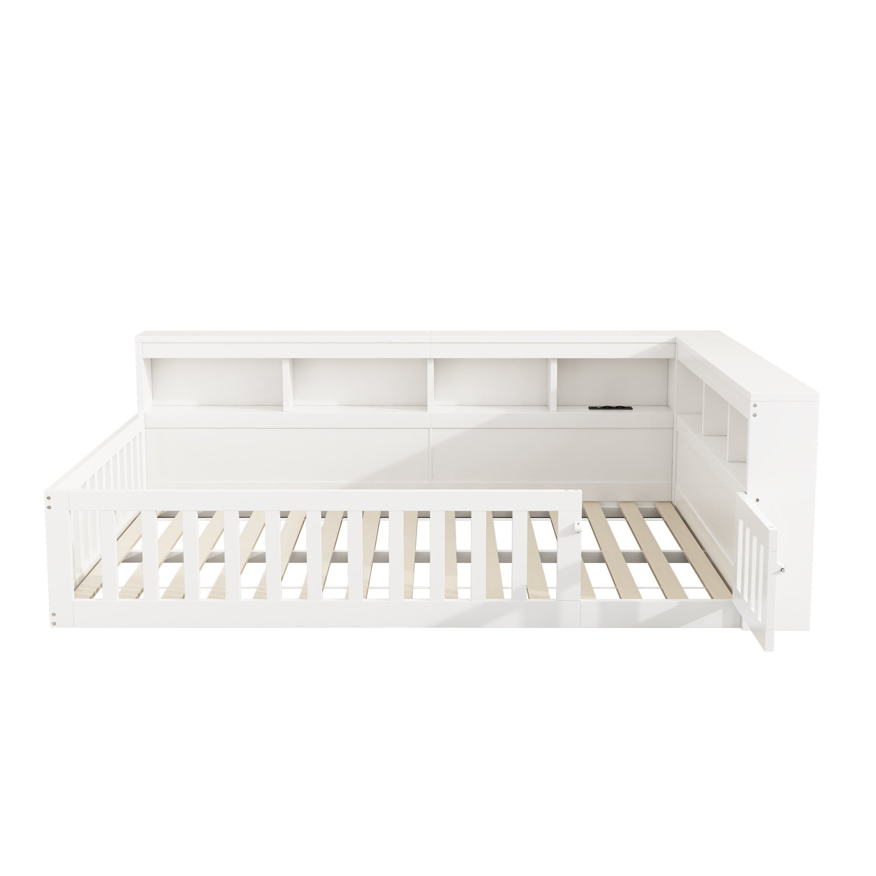 Daybed with Storage and USB Charging Port, 140x200cm, White Chipboard